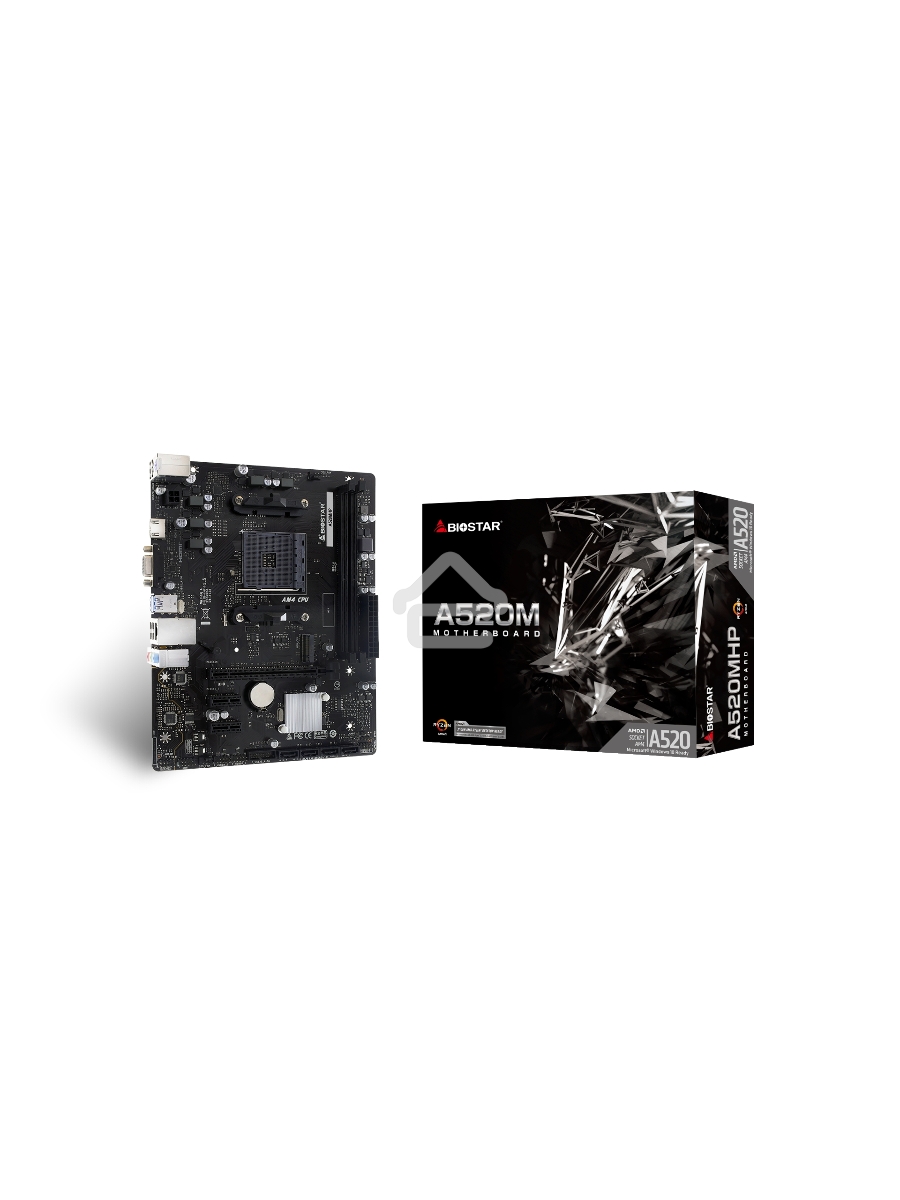 Материнская плата Biostar A520MHP, AM4, AMD A520, 2xDDR4, 4xSATA, 1xM.2, 1xPCI-E 3.0 x16, 2xPCI-E x1, 1xHDMI, 1xVGA, 1x 1Gb LAN, 2xUSB-A 3.2 Gen 1, 4xUSB-A 2.0, 3x3.5 мм, 7.1, Micro-ATX