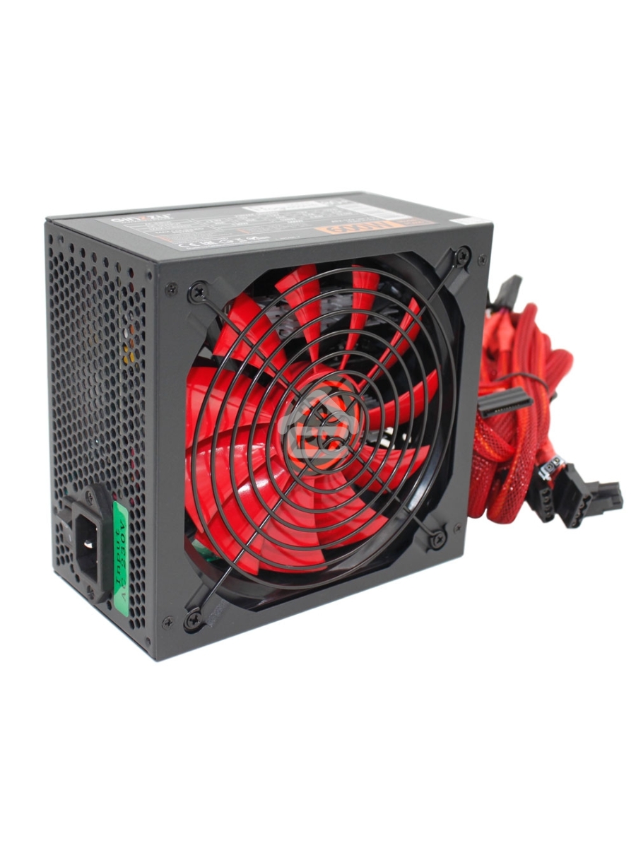 Блок питания Ginzzu PC600 Red, 600Вт, 80 PLUS, 140мм, черный / красный