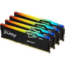 Оперативная память Kingston Fury Beast, DDR5, 128Gb (4x32 GB), 5200 MHz, CL40, DIMM, с радиатором, RGB, черный