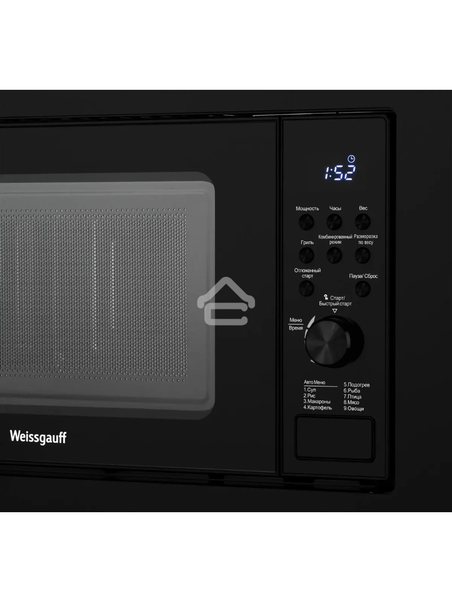 Микроволновая печь встраиваемая Weissgauff HMT-620 B Grill черный, 20 л, 700 Вт, переключатели - кнопки/поворотный механизм