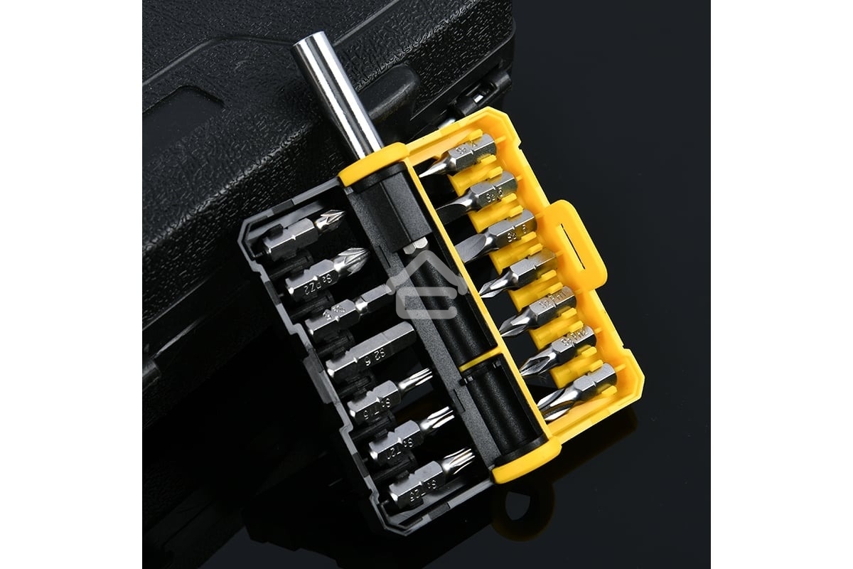 Набор бит 14 шт c держателем Deli DL251201 (SL4,SL5,SL6,PH0,PH1,PH2,PH3,T15,T20,T25,H5,H6,PZ1,PZ2), сталь S2, пласт.держатель
