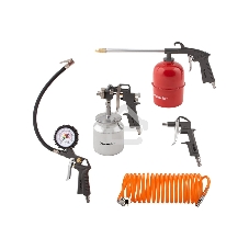 Набор пневмоинструмента Matrix, 5 предметов, быстросъемное соед., краскорасп. с нижним бачком