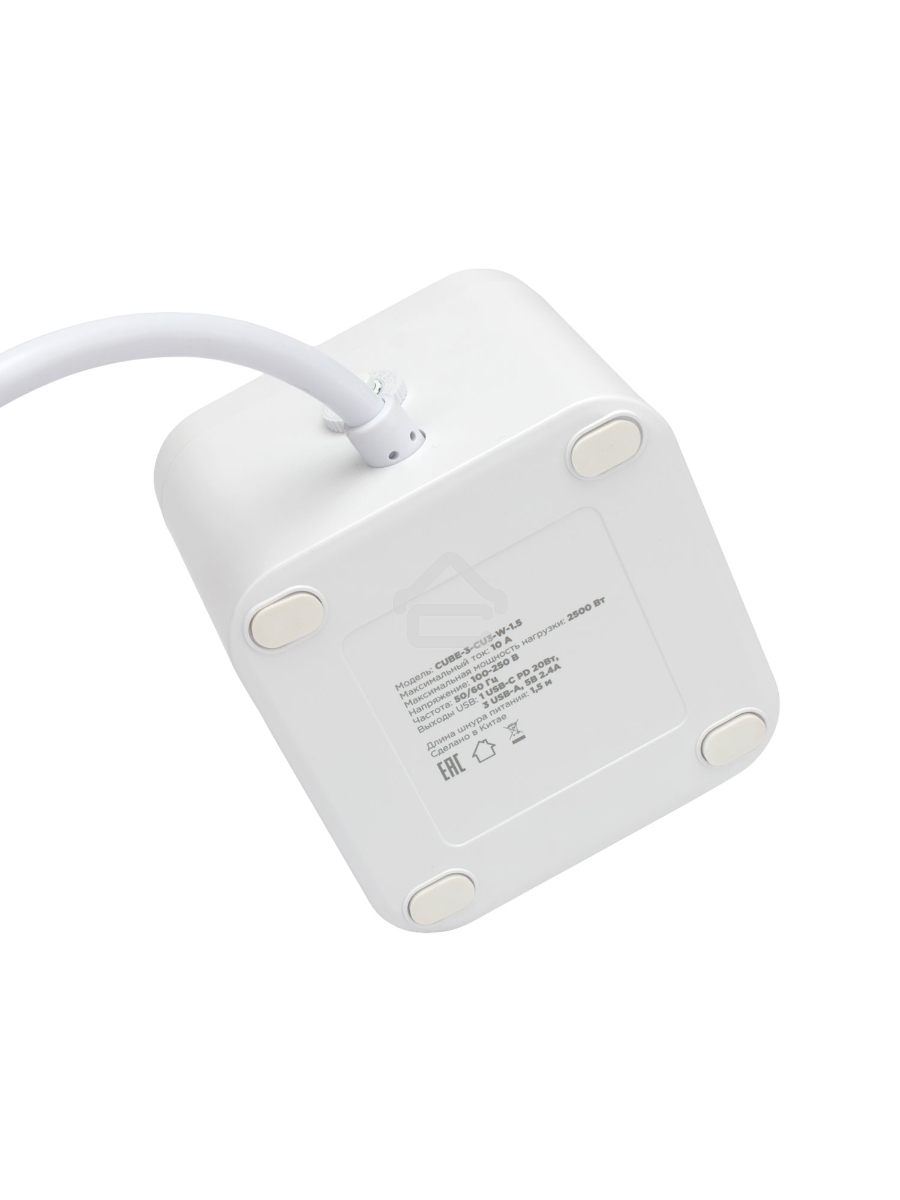 Сетевой фильтр Cablexpert Cube CUBE-3-CU3-W-1.5, 3р, 10А, 1xType-C PD, 3xUSB, 1.5м, ур.защиты 4+, белый, коробка