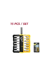 Набор бит 14 шт c держателем Deli DL251201 (SL4,SL5,SL6,PH0,PH1,PH2,PH3,T15,T20,T25,H5,H6,PZ1,PZ2), сталь S2, пласт.держатель