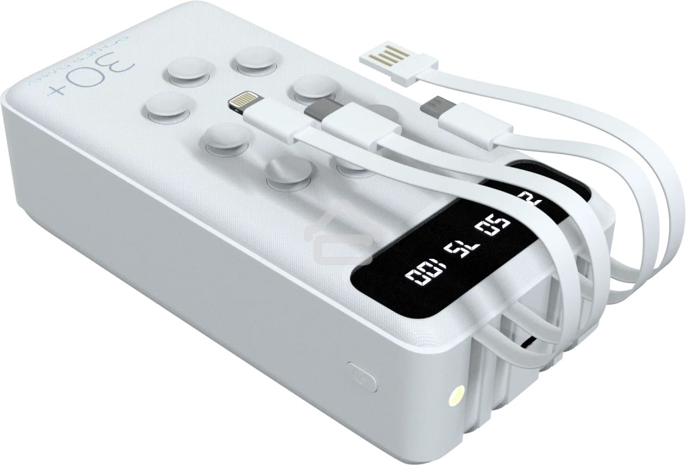 Портативный аккумулятор 30000mAh Smart 2USB 2.1A More choice PB42S-30, белый