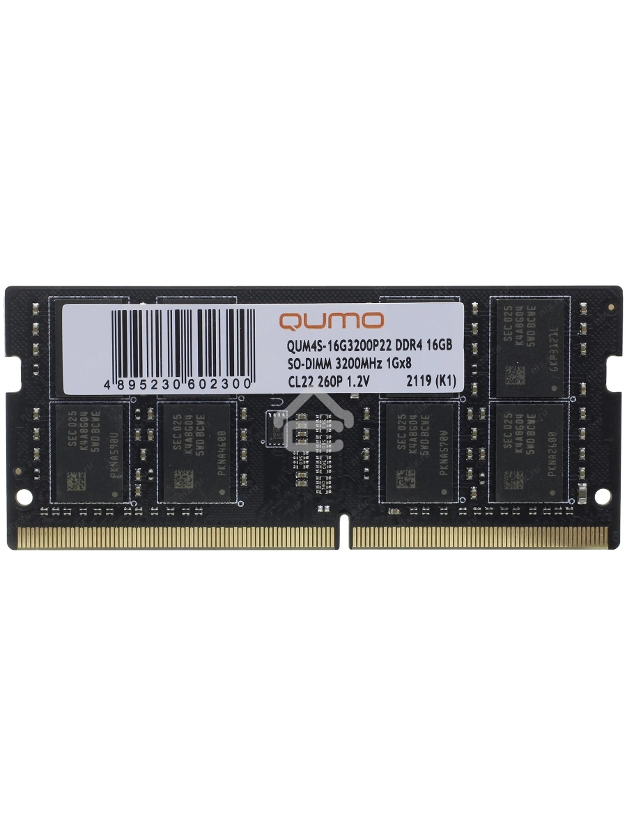 Оперативная память QUMO, DDR4, 16GB (1x16GB), 3200MHz, CL22, SO-DIMM