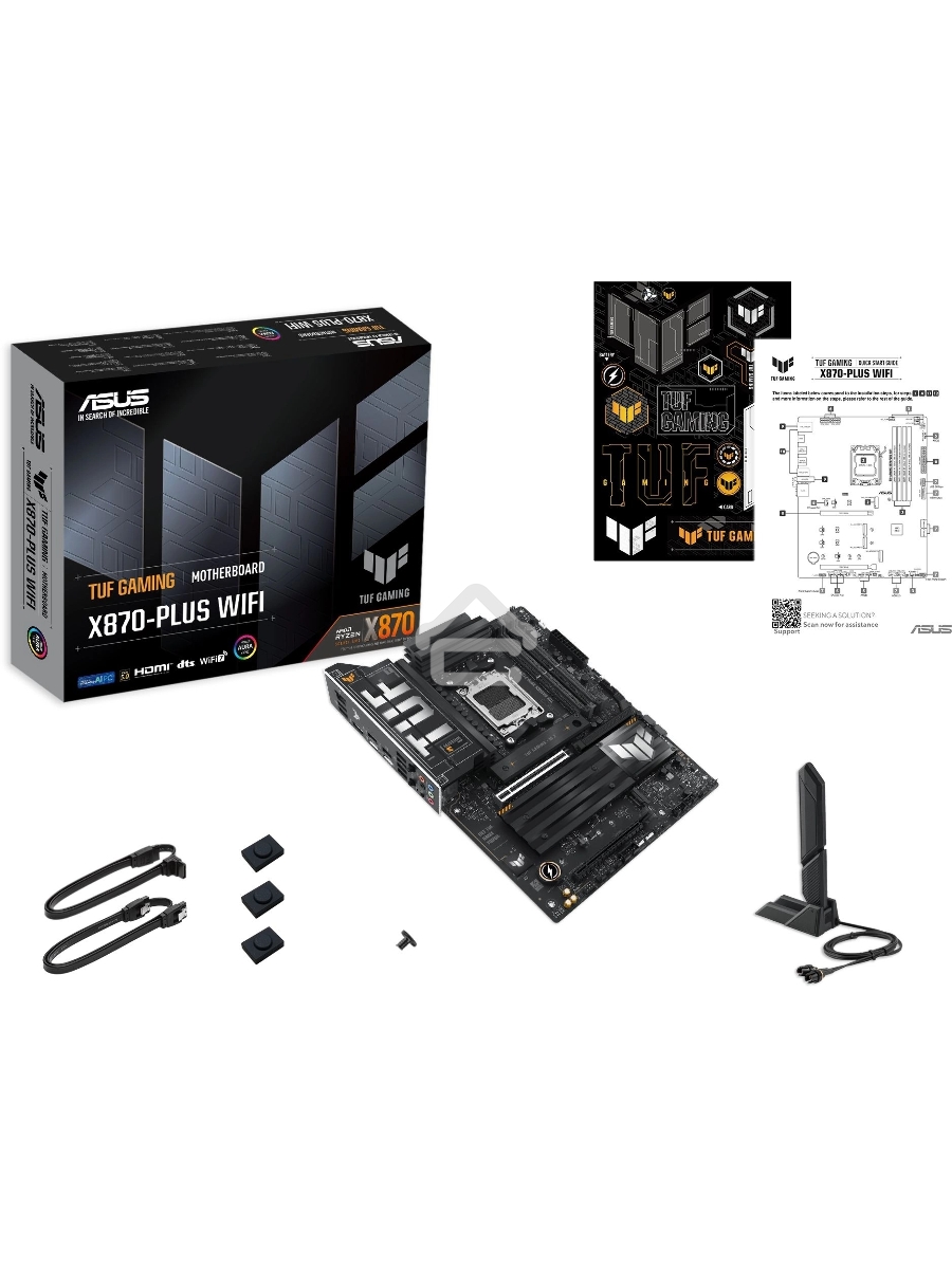 Материнская плата ASUS TUF GAMING X870-PLUS WIFI, AM5, AMD X870, 4xDDR5, 2xSATA, 4xM.2, 1xPCIe 5.0 x16, 1xPCIe 4.0 x4, 1xHDMI, 1xUSB-C 3.2 Gen 2, 1xUSB-C 3.2 Gen 2x2, 2xUSB-C 4.0, 1x 2.5Gb LAN, 1xUSB-A 2.0, 3xUSB-A 3.2 Gen 2, 4xUSB-A 3.2 Gen 1, 5x3.5 мм, 