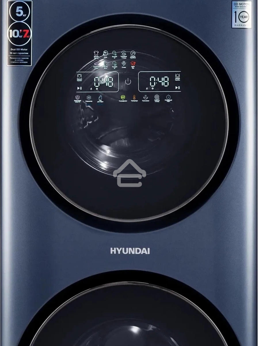 Стирально-сушильная машина Hyundai WMD9425 темно-синий, загр. фронтальная макс.: 15 кг 1400 об/мин класс: А+++