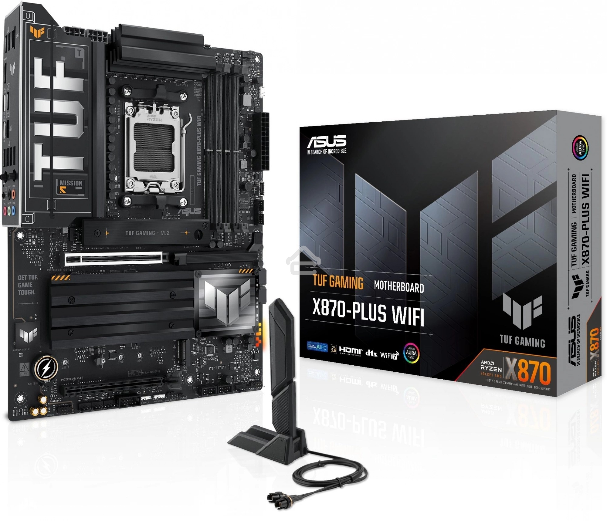 Материнская плата ASUS TUF GAMING X870-PLUS WIFI, AM5, AMD X870, 4xDDR5, 2xSATA, 4xM.2, 1xPCIe 5.0 x16, 1xPCIe 4.0 x4, 1xHDMI, 1xUSB-C 3.2 Gen 2, 1xUSB-C 3.2 Gen 2x2, 2xUSB-C 4.0, 1x 2.5Gb LAN, 1xUSB-A 2.0, 3xUSB-A 3.2 Gen 2, 4xUSB-A 3.2 Gen 1, 5x3.5 мм, 
