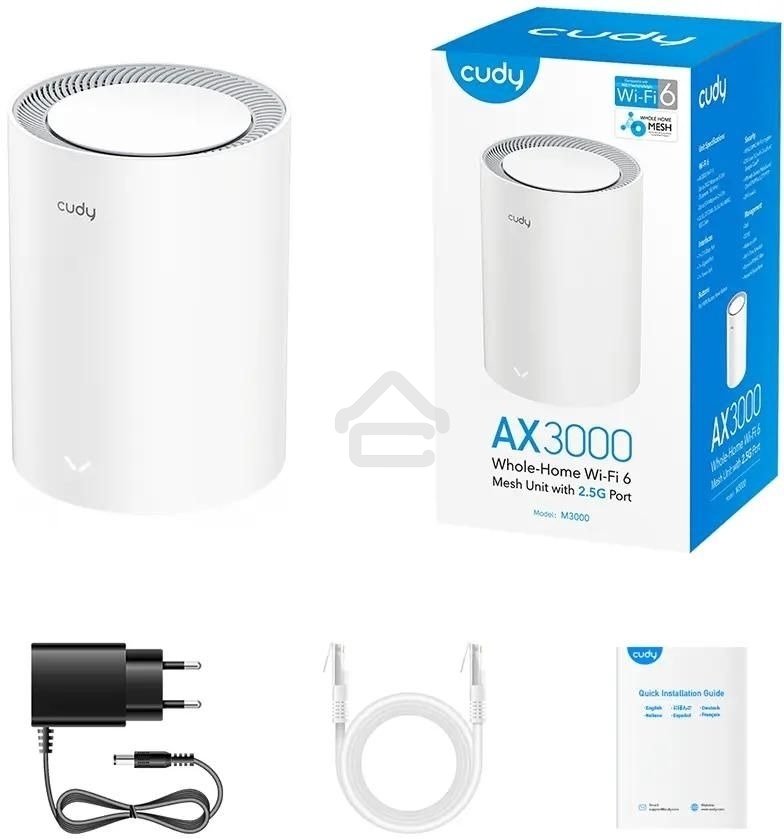 Бесшовный Mesh роутер Cudy M3000(1-PACK) AX3000 10/100/1000/2500BASE-T, белый