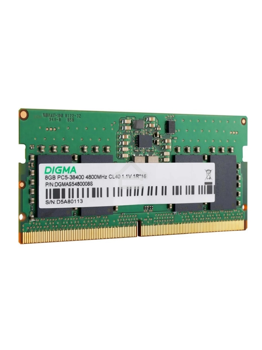 Оперативная память Digma, DDR5, 8GB (1x8GB), 4800MHz, CL40, SO-DIMM
