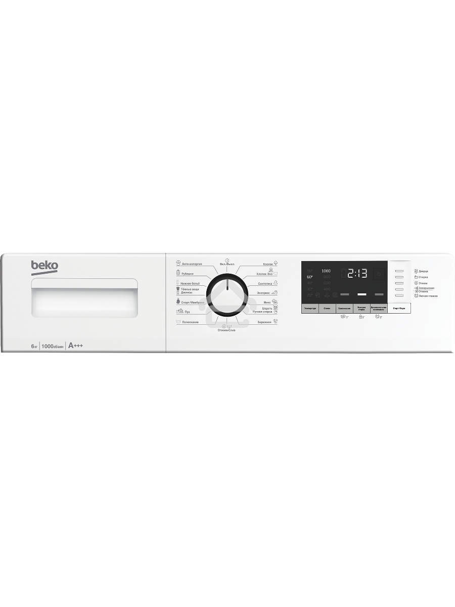 Стиральная машина Beko WRE6512ZAW (R)  белый, загрузка фронтальная 6 кг, 1000 об/мин., класс: А