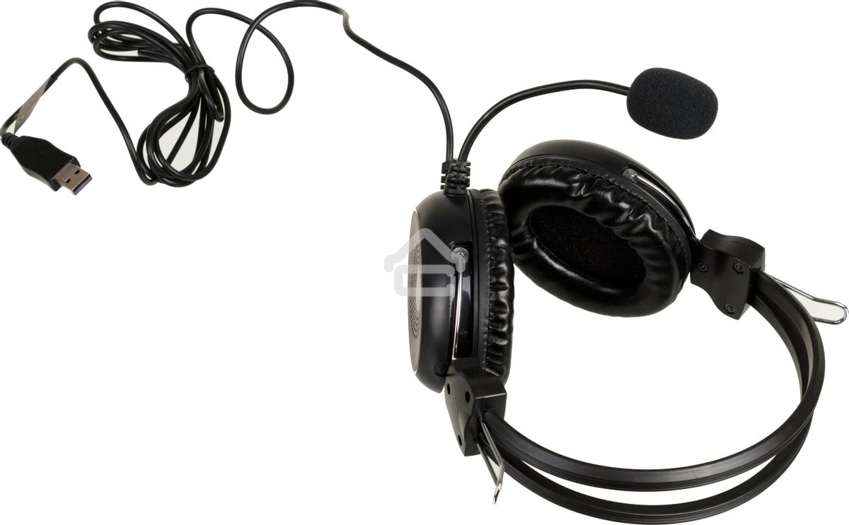 Гарнитура проводная с микрофоном A4Tech HU-30 черный 2м накладные USB оголовье