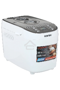 Хлебопечка Centek CT-1415 (бел/сталь) 1500 г БОЛЬШОЙ ОБЪЁМ, 860Вт, 15 программ, таймер, LCD, окошко