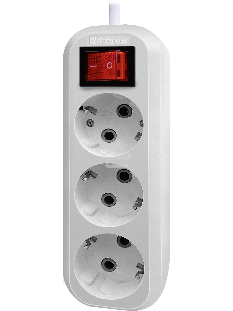 Удлинитель с заземлением Defender L330 16 А, 3 м, заземление, выключатель