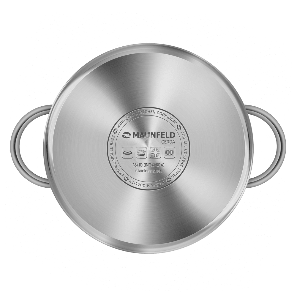 Кастрюля Maunfeld GERDA MCS44S07 из нержавеющей стали со стеклянной крышкой, 22 см, 4,4 л.