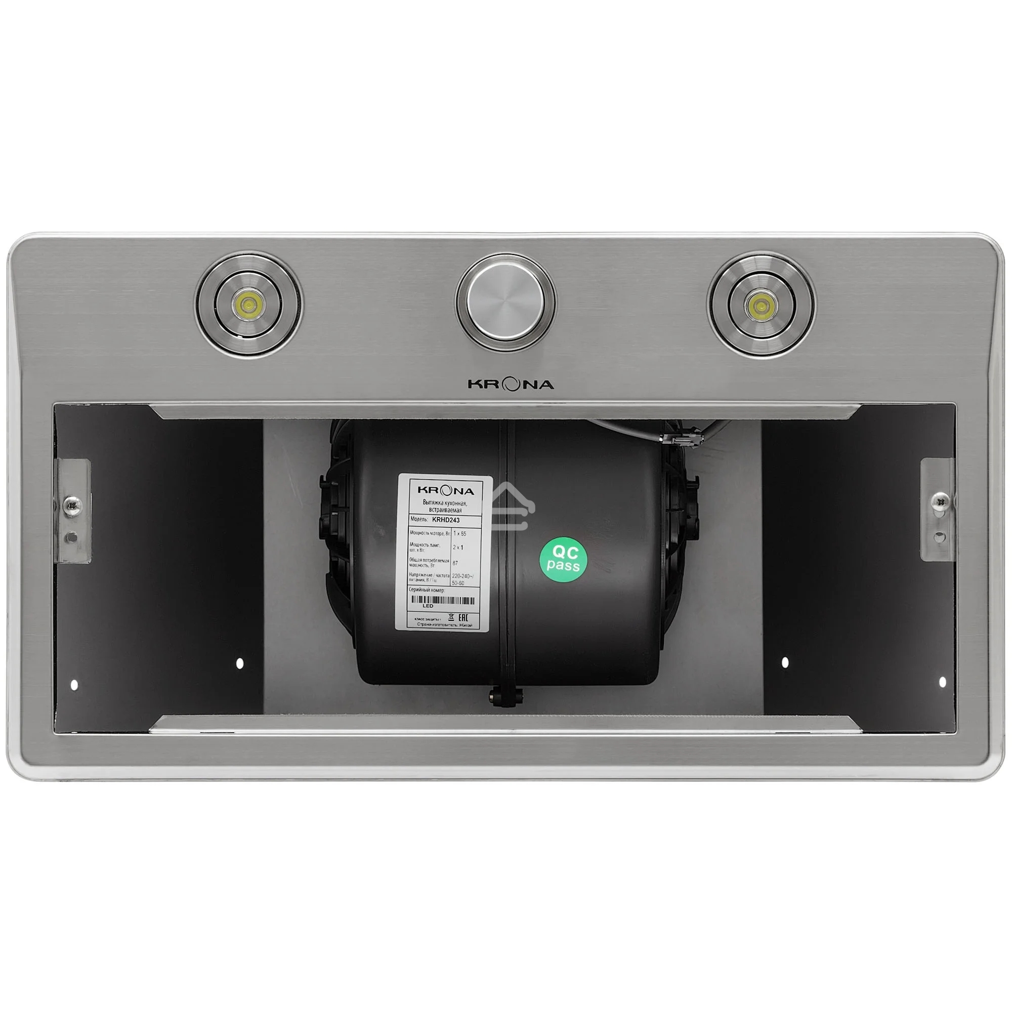 Вытяжка встраиваемая KRONA Sven 600 one knob серебристый, 60 см, 1000 куб. м/ч, 53 дБ