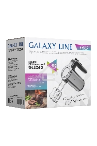 Миксер электрический Galaxy Line GL 2240, серый, ручной, 450 Вт, 5 скоростей + режим «ТУРБО»