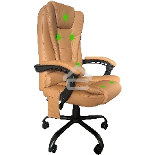 Кресло компьютерное с вибромассажем Cactus CS-CHR-OC05M-BR бежевый, эко.кожа, с подголов. крестов. пластик черный