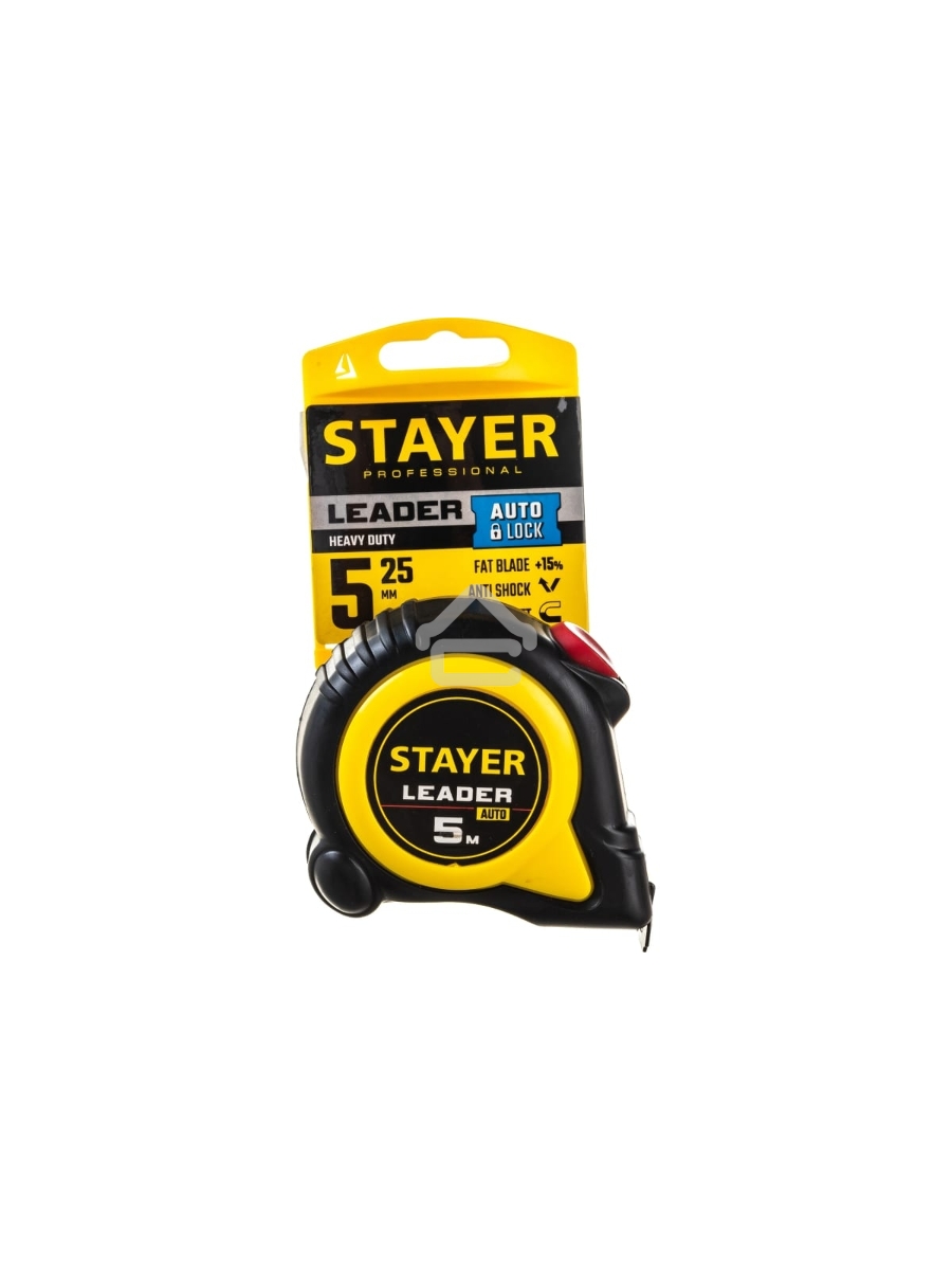 Рулетка с автостопом в ударостойком обрезиненном корпусе STAYER LEADER 5м / 25мм