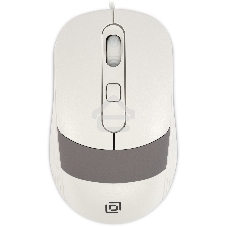 Мышь проводная Oklick 310M белый/серый, 2400 dpi, USB, кнопки - 4