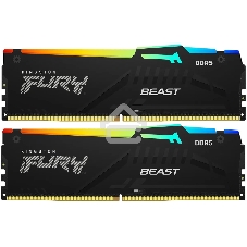 Оперативная память Kingston Fury Beast, DDR5, 16GB (2x8GB), 5200MHz, CL40, DIMM, с радиаторами, RGB, черный