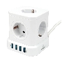 Сетевой фильтр Cablexpert Tower TWR-5-U4-W-2, 5р, 10А, 4хUSB, 3.1А, 2м, ур.защиты 4+, белый, коробка