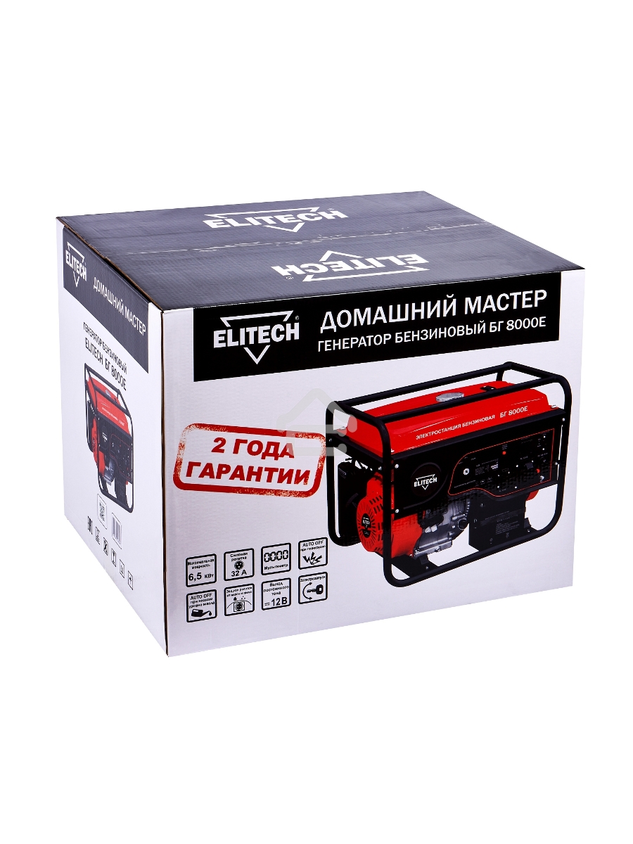 Электрогенератор бензиновый Elitech БГ 8000Е, 6.5 кВт, 102 дБ, 83 кг