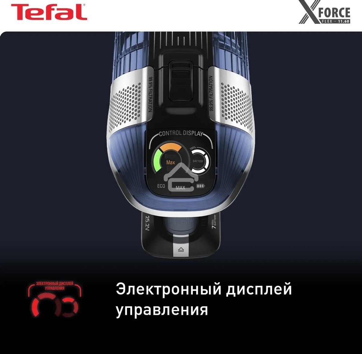 Вертикальный пылесос Tefal X-Force Flex 11.60 Aqua TY9890WO, синий/серый