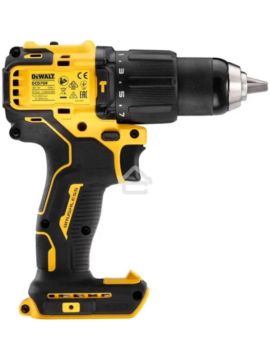 Дрель-шуруповерт DeWalt DCD709N-XJ, Аккумуляторная, 18В, Без АКБ и ЗУ, Кейс