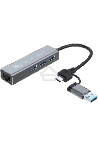 Разветвитель USB-C Digma DHUB-LAN-4port 4порт. серебристый