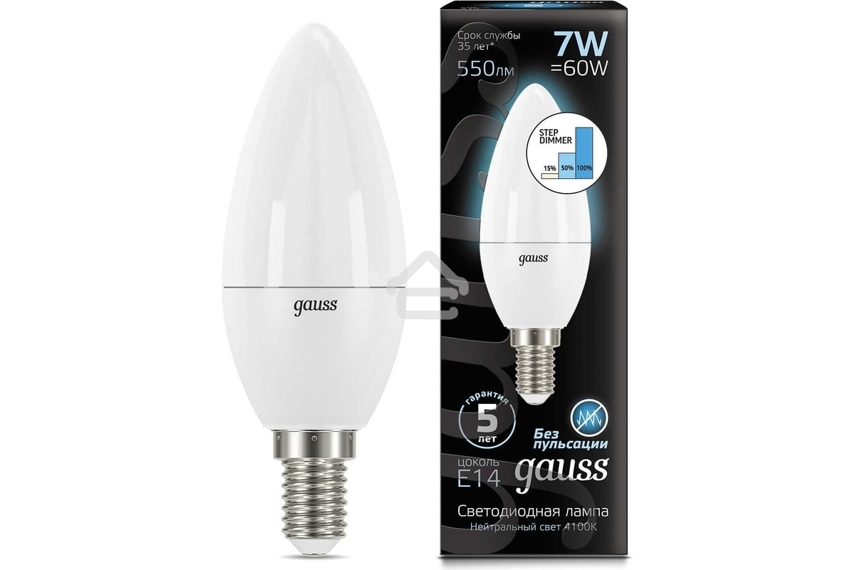 Лампа светодиодная Gauss LED Candle 7Вт E14 4100К step diммable (диммир.)