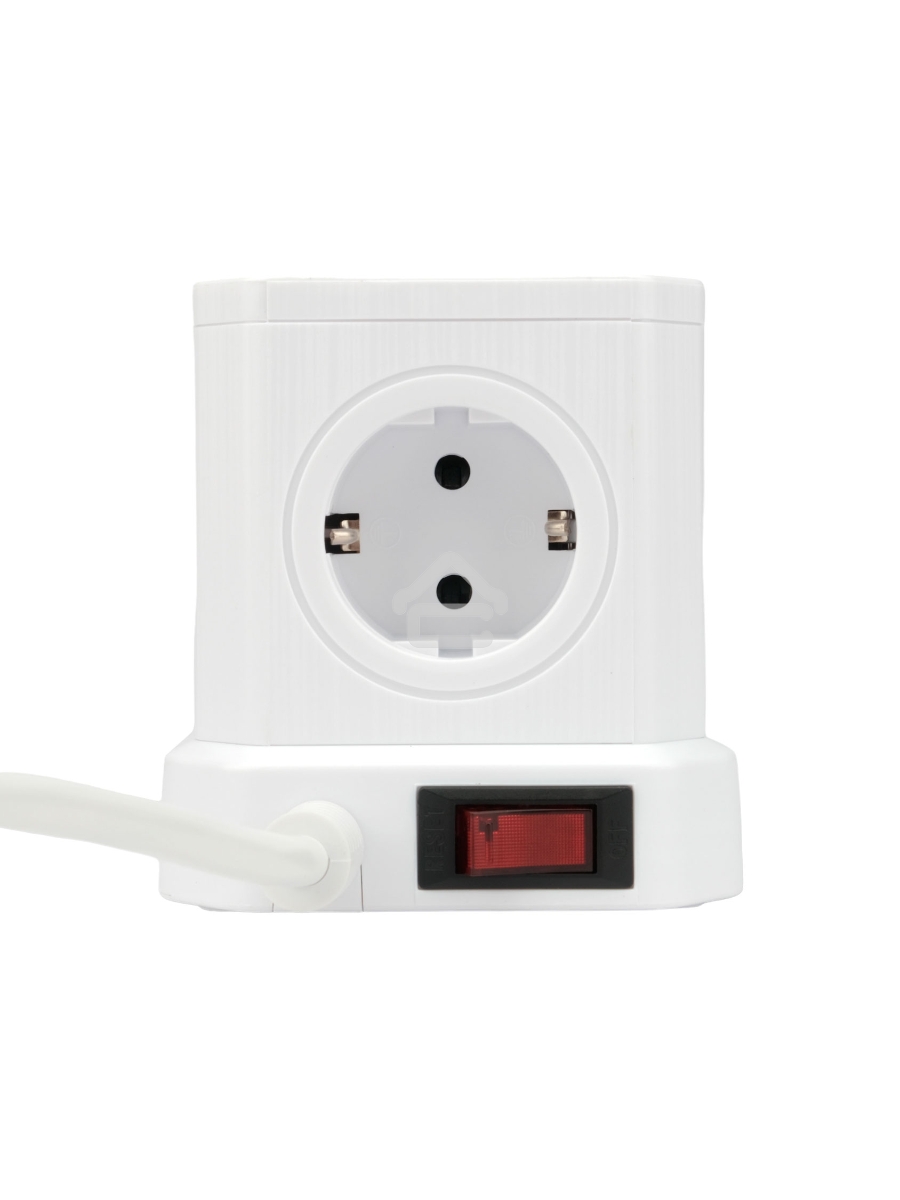 Сетевой фильтр Cablexpert Tower TWR-5-U4-W-2, 5р, 10А, 4хUSB, 3.1А, 2м, ур.защиты 4+, белый, коробка