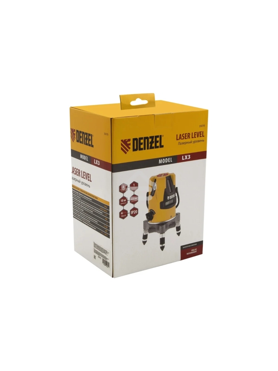 Лазерный уровень Denzel LX3, 10м, ±0,3мм/1м, 635нм, 35070