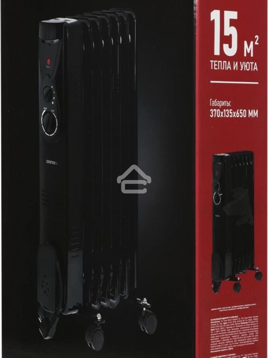Масляный обогреватель Centek CT-6200 (7 секций) черный, 700/1000/1500Вт, 3 режима, механический термостат