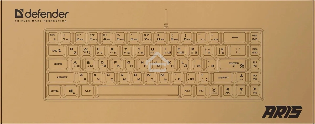 Клавиатура проводная игровая Defender Aris GK-349 RU,черный/белый,68кн+FN,радуж,1.5м