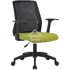 Кресло компьютерное Cactus CS-MC222-BKGN черный, сиденье салатовый, сетка/ткань, низк.спин. крестов. пластик, пластик черный