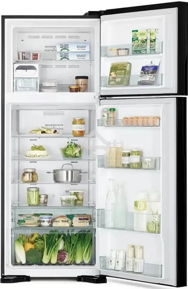 Холодильник Hitachi HRTN7489DF GBKCS черный стекло двухкамерный инвертер 333/117л морозилка сверху