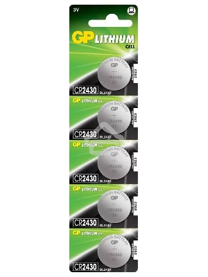 Литиевые дисковые батарейки GP Lithium CR2430 - 5 шт., каждая в своем отрывном блистере