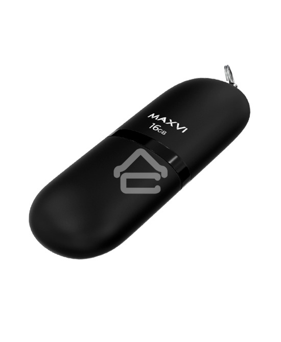 Флешка USB R/W Maxvi SF 16GB USB 2.0 black, монолит с колпачком, soft touch