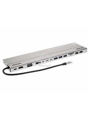 Адаптер VCOM TypeC -->3*USB3.0+2*USB2.0+VGA+RJ45+SD+TF+AUD+HDMI+DP+2*USB3.1 Data+PD<CU4703>