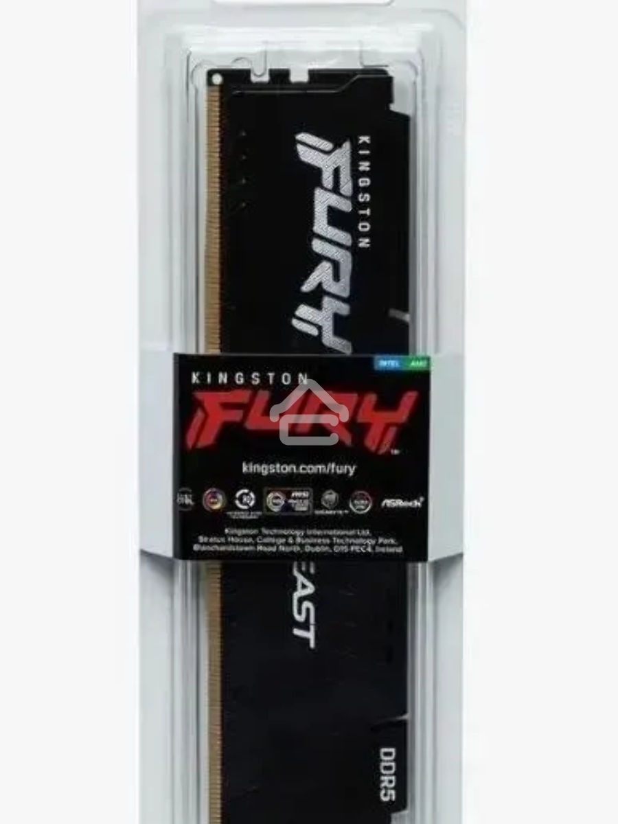 Оперативная память Kingston Fury Beast, DDR5, 16GB (1x16GB), 5600MHz, CL36, DIMM, с радиатором, черный