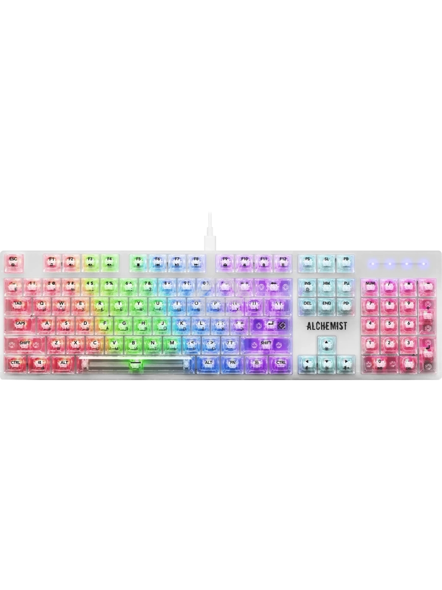 Механическая клавиатура Defender Alchemist GK-000 RU,прозрач,104кн+FN,радуж,1.5м_1