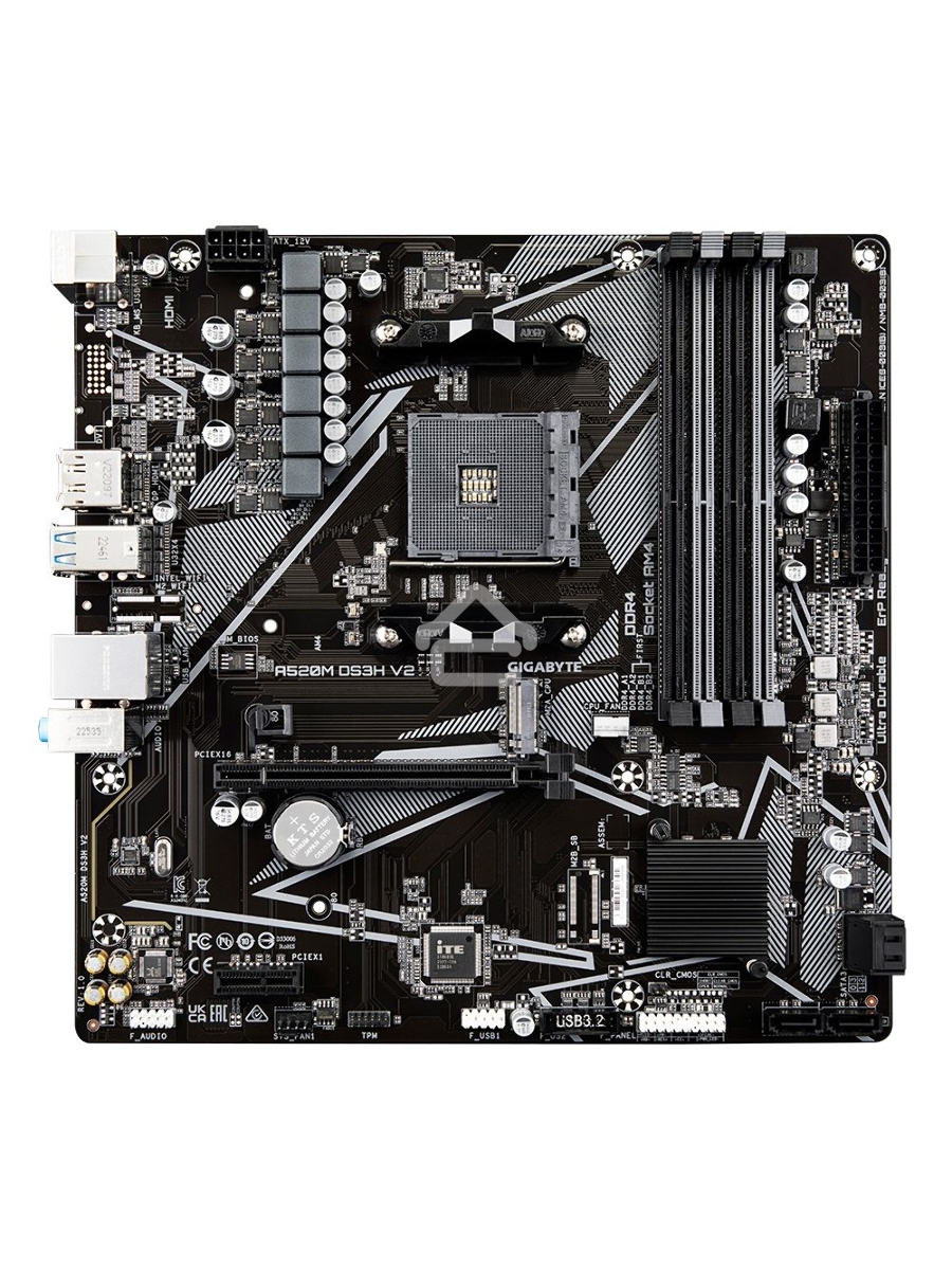 Материнская плата Gigabyte A520M DS3H V2  (V1.1), AM4, AMD A520, 4xDDR4, 4xSATA, 1xM.2, 1xPCIe 3.0 x16, 1xDP, 1xHDMI, 1x 1Gb LAN, 4xUSB 2.0, 4xUSB 3.2 Gen 1, 3x3.5 мм, 7.1, mATX