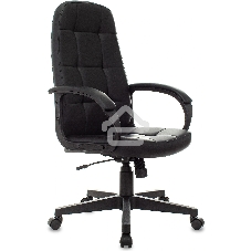 Кресло руководителя Бюрократ CH 002 черный, эко.кожа, крестов. пластик