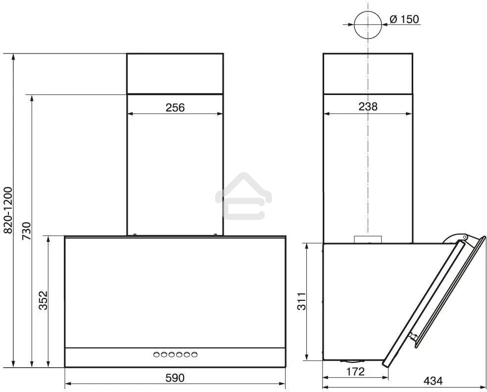 Вытяжка каминная Elikor Рубин Ceramics S4 нержавеющая сталь, 60 см, 700 куб. м/ч, 52 дБ