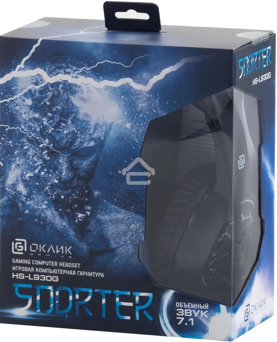 Наушники с микрофоном Oklick HS-L930G SNORTER черный/синий 2м мониторные USB оголовье (HS-L930G)