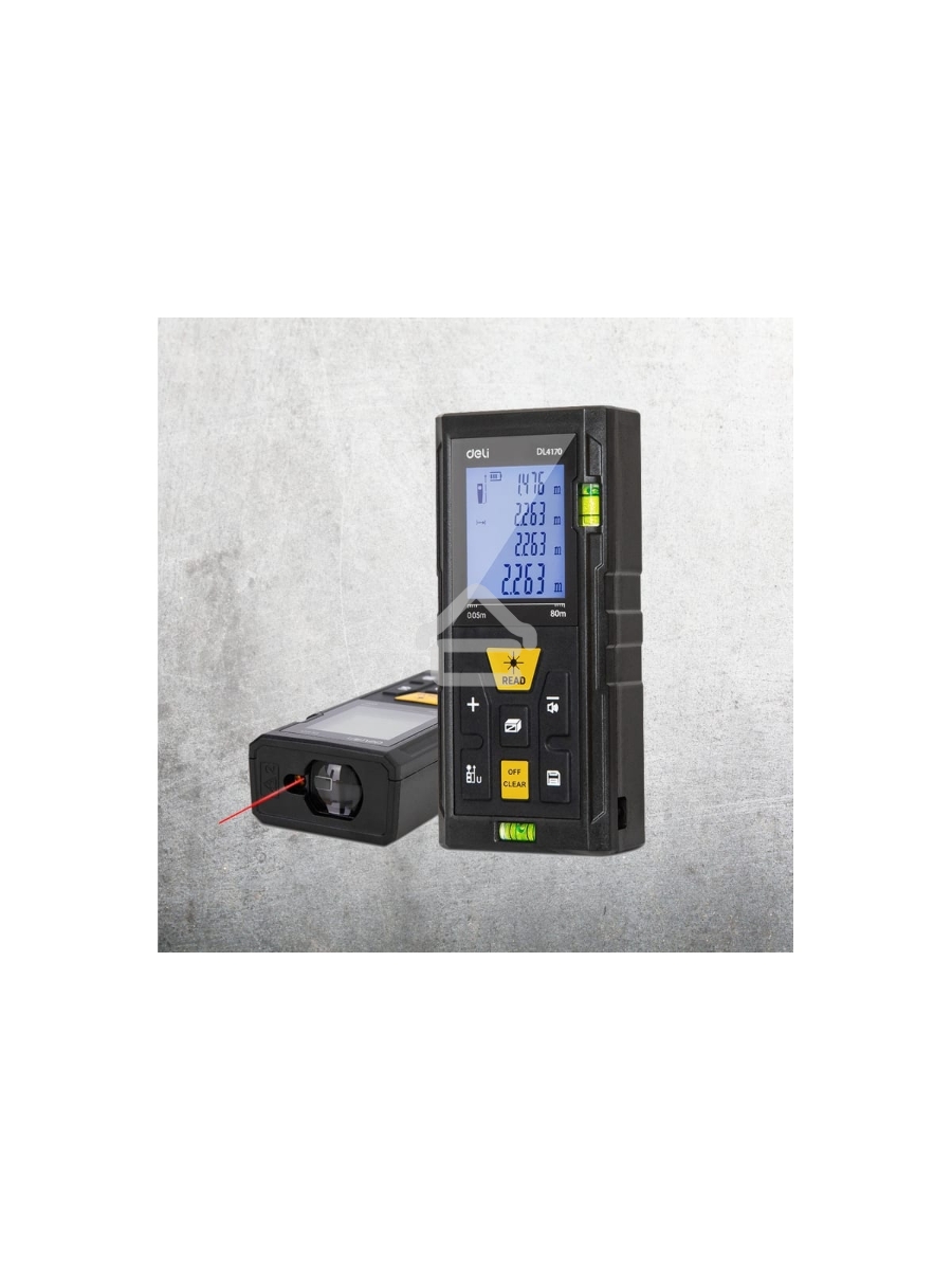 Лазерный дальномер Deli DL4170 (Диапазон измерения 0,05~80м, точность измерения: ±3мм)