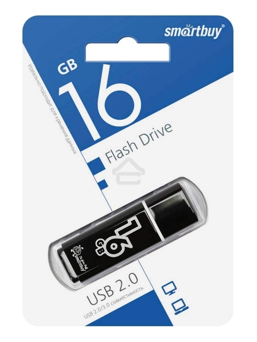 Флеш диск Smartbuy 16Gb Glossy series Black SB16GBGS-K
