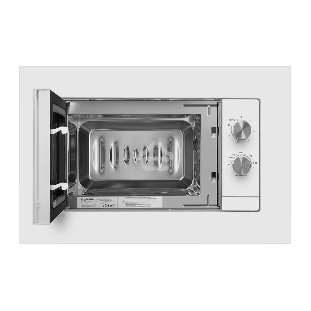 Микроволновая печь встраиваемая Maunfeld JBMO725WH01 белый, 20 л, 700 Вт, переключатели - поворотный механизм